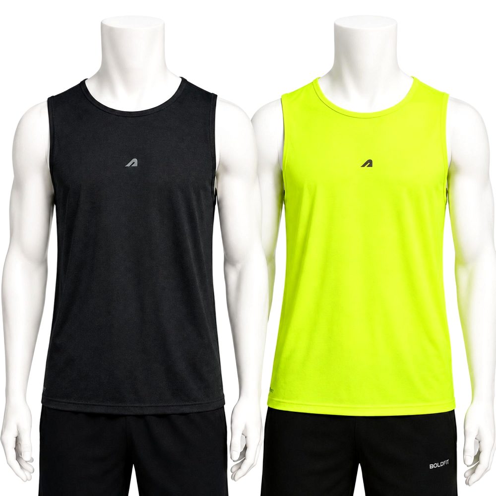 Boldfit Men’s Regular Fit Gym Vest Combo Pack of 2 – Sleeveless Sports Sando